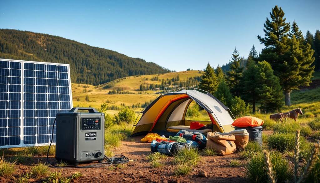 solar panel camping setup