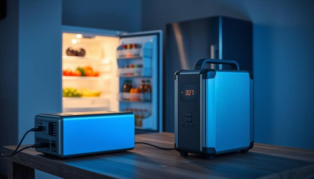 Portable power station running a refrigerator