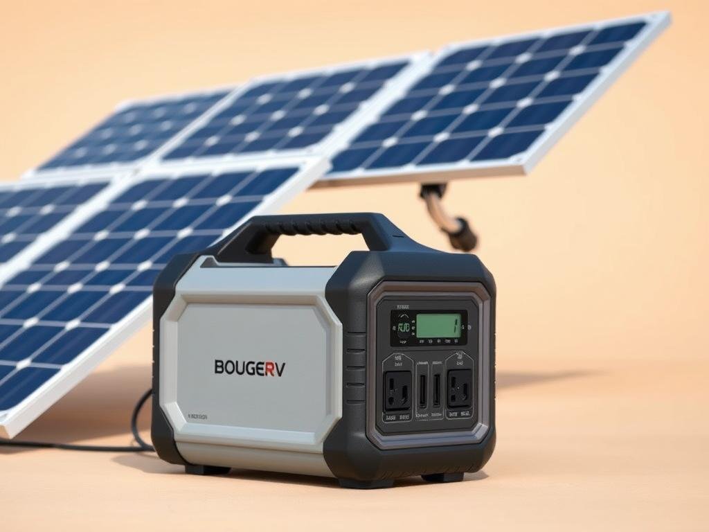 BougeRV Rover2000 portable power station 2025 model with solar panels